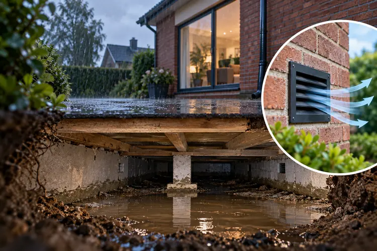 Water in de kruipruimte na een flinke bui: hoe erg is dat?